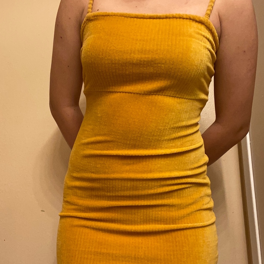 Mustard Dress (Velvet Material)
